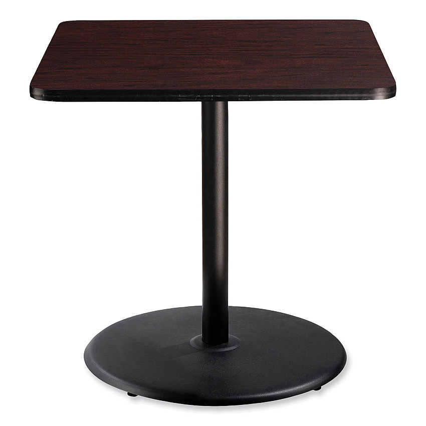 NPS Cafe Table, 36w x 36d x 36h, Square Top/Round Base, Mahogany Top, Black Base (CT33636RC1MY)