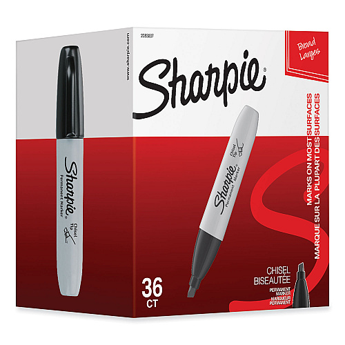 Sharpie 2-Pack Black Chisel Tip Permanent Markers - Industrial Strength - SHAR382626