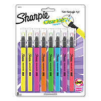 Sharpie Clearview Pen-Style Highlighter, Assorted Ink Colors, Chisel Tip, Assorted Barrel Colors, 8/Pack (1966798)