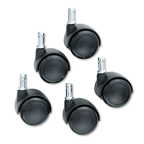 Safco TaskMaster Hard Floor Casters, Grip Ring Stem, 2" Wheel, Black, 5/Set (5132)