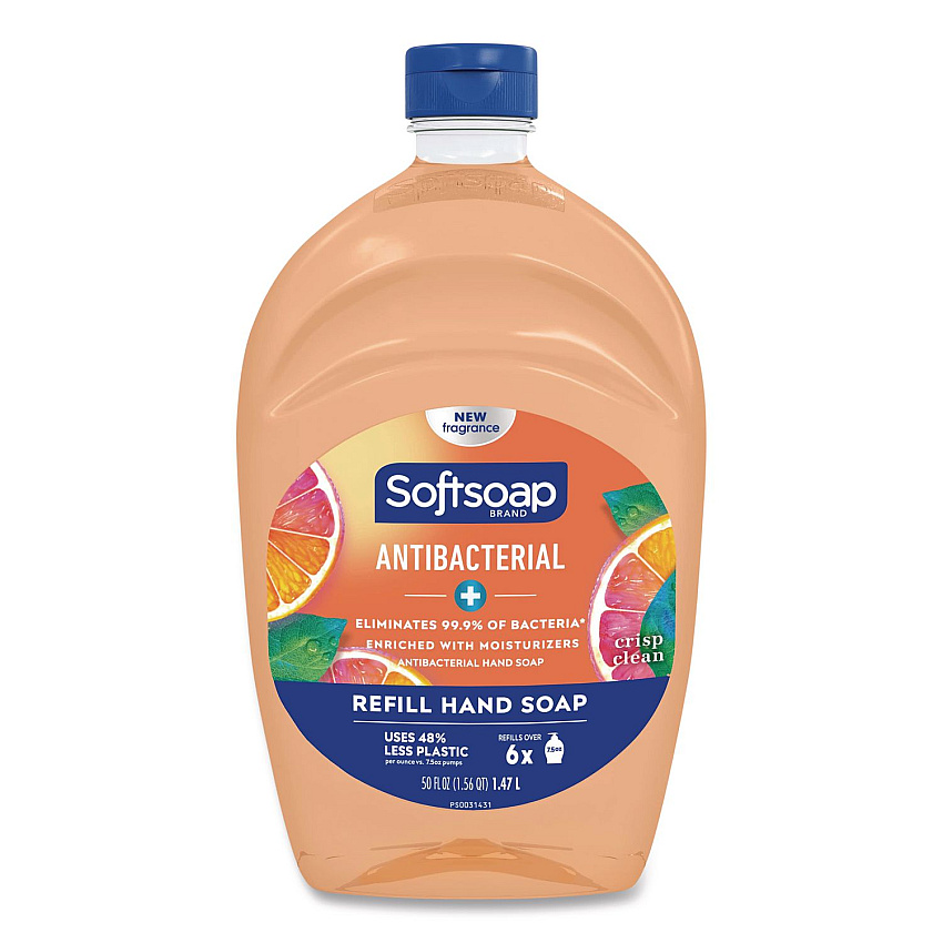 Softsoap Antibacterial Liquid Hand Soap Refill, Fresh Scent, Orange, 50 oz (46325EA)
