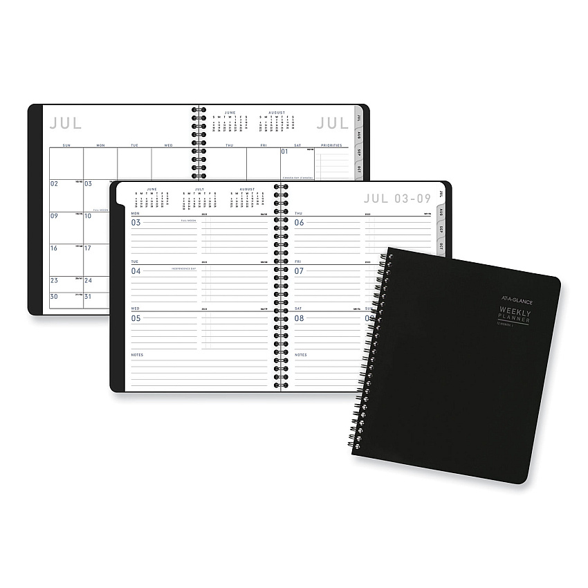 AT-A-GLANCE Contempo Lite Academic Year Weekly/Monthly Planner, 8.75 x 7.87, Black Cover, 12-Month (July to June): 2025 to 2026 (7058XL05)