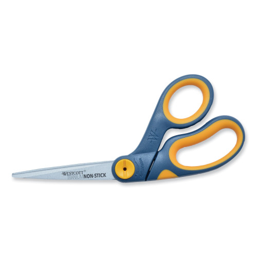 Westcott Titanium Scissors, 7, Straight, Gray/Yellow, for Office, 6 Pack