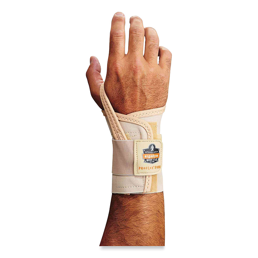 ergodyne ProFlex 4000 Single Strap Wrist Support, Large, Fits Left Hand, Tan (70116)