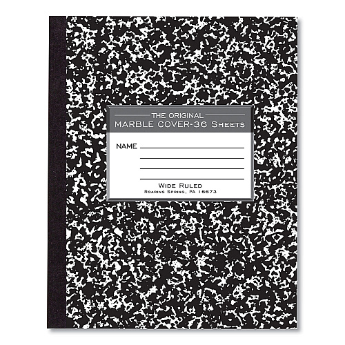 Roaring Spring Marble Cover Composition Book, Wide/Legal Rule, Black Marble Cover, (36) 8.5 x 7 Sheets (77332)