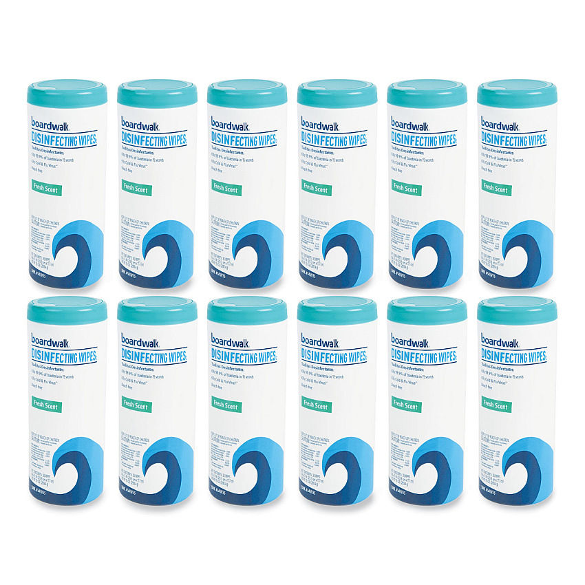 Boardwalk&reg; Disinfecting Wipes, Fresh, 35 Count, 12 Canisters (BWK454W35)