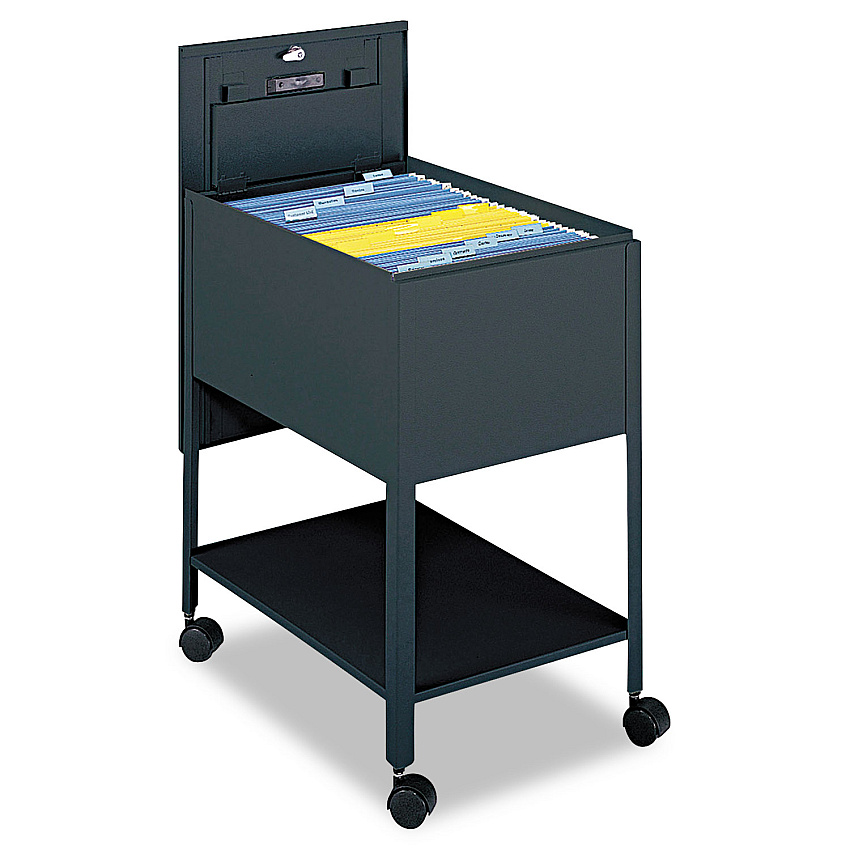 Safco Extra-Deep Locking Mobile Tub File, Legal Size, Metal, 1 Shelf, 1 Bin, 16.5" x 24.75" x 28.25", Black (5363BL)