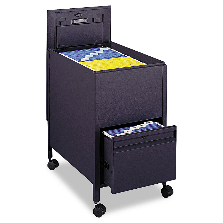 Safco Locking Mobile Tub File with Drawer, Letter Size, Metal, 1 Drawer, 1 Bin, 17" x 26" x 28", Black (5364BL)