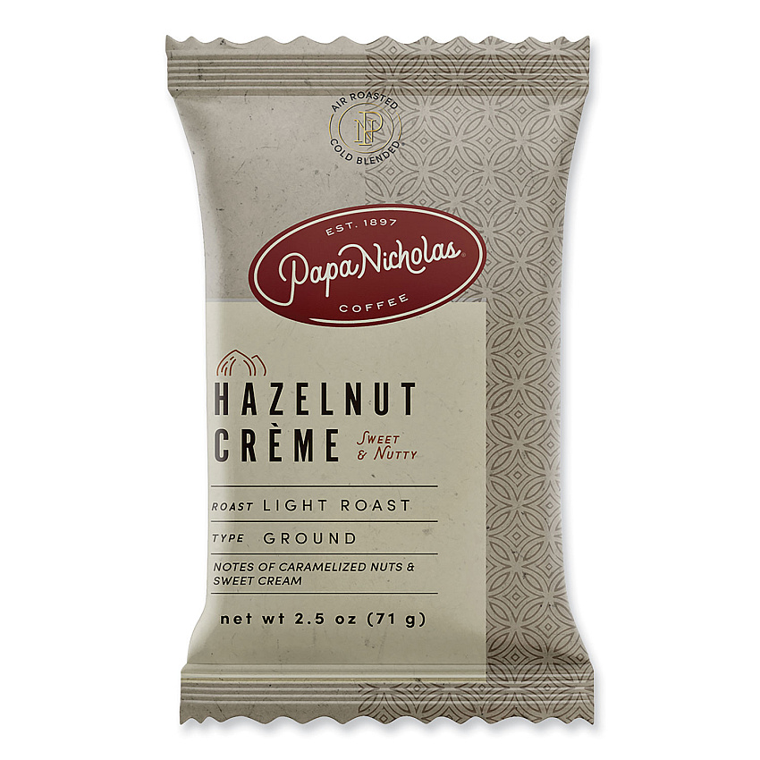 PapaNicholas Coffee Premium Coffee, Hazelnut Creme, 18/Carton (25187)