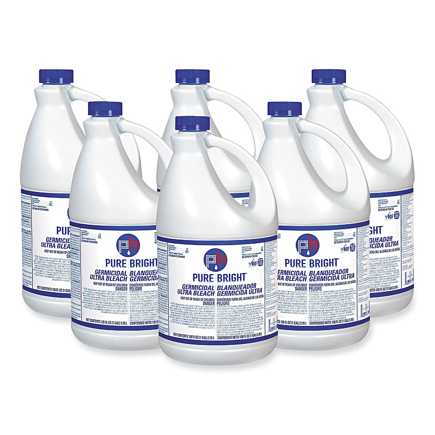 Pure Bright Liquid Germicidal Bleach, 1 gal Bottle, 6/Carton (BLEACH6)