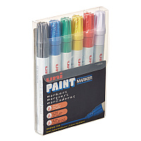 uni Paint Permanent Marker, Medium Bullet Tip, Assorted Colors, 6/Set (63630)