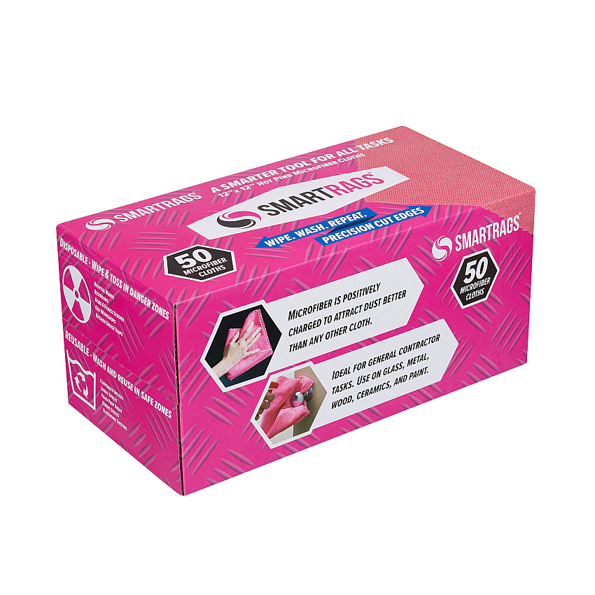 Smart Rags Microfiber Cloths 12x12 Pink, Case Of 400 (M950P)