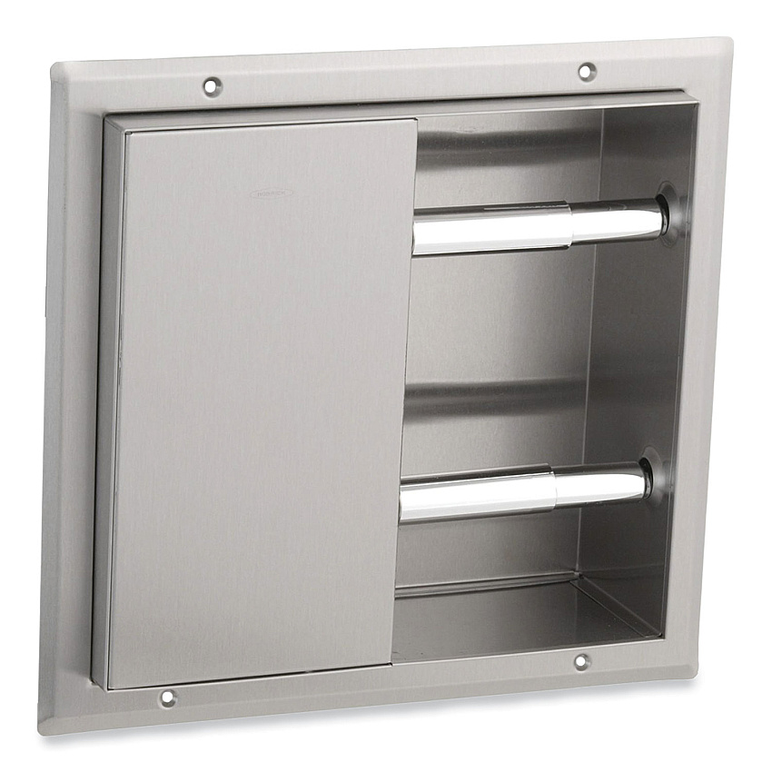 Bobrick Partition-Mounted Multi-Roll Toilet Tissue Dispenser, 13.25 x 4 x 12.56, Stainless Steel (386)