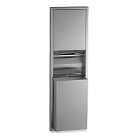 Bobrick ClassicSeries Semi-Recessed Convertible Paper Towel Dispenser/Waste Receptacle, 17.44 x 8.19 x 56.25, Satin Stainless Steel (3942)
