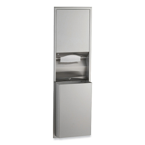 Bobrick ClassicSeries Recessed Convertible Paper Towel Dispenser/Waste Receptacle, 15.19 x 7.09 x 56, Satin Stainless Steel (3944)