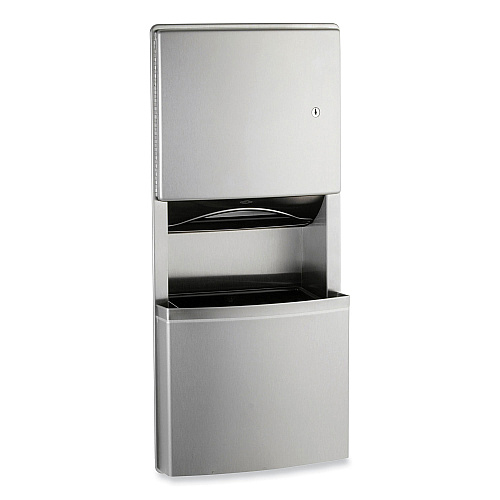 Bobrick Contura SeriesRecessed Paper Towel Dispenser/Waste Receptacle with TowelMate/LinerMate, 12.75x5.51x28, Satin Stainless Steel (4369)