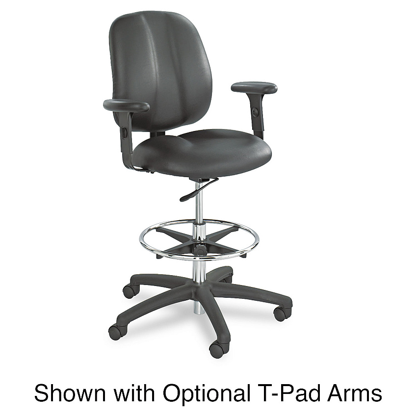 Safco Apprentice II Extended-Height Chair, Supports Up to 250 lb, 22" to 32" Seat Height, Black (7084BL)