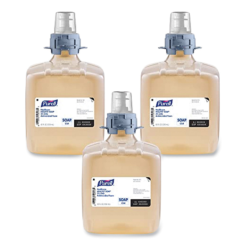 PURELL Healthcare HEALTHY SOAP 2% CHG Antimicrobial Foam Refill, For CS4 Dispensers, Fragrance-Free, 1,250 mL, 3/Carton (518103)