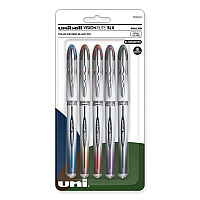 uni-ball VISION ELITE BLX Series Hybrid Gel Pen, Stick, Bold 0.8 mm, Assorted Ink and Barrel Colors, 5/Pack (1832404)