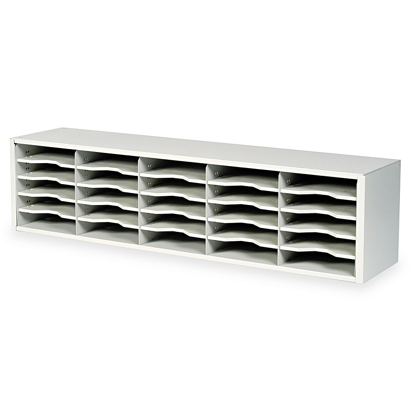 Safco E-Z Sort Steel Mail Sorter Module, 25 Compartments, 57.5 x 13 x 14.25, Light Gray (7751GR)