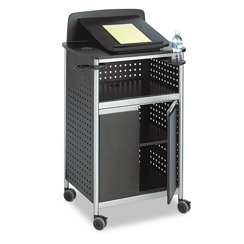 Safco Scoot Multipurpose Mobile Lectern, 28.75 x 22 x 49.75, Black/Silver (8922BL)