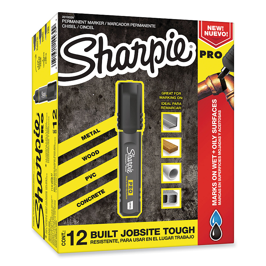 Sharpie Pro Permanent Marker, Broad Chisel Tip, Black, Dozen (2018326A)