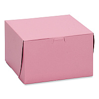 SCT Pink One-Piece Non-Window Bakery Box, 8 x 8 x 4, Pink, Paper, 250/Carton (0841)