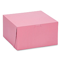 SCT Pink One-Piece Non-Window Bakery Box, 8 x 8 x 5, Pink, Paper, 100/Carton (0845)