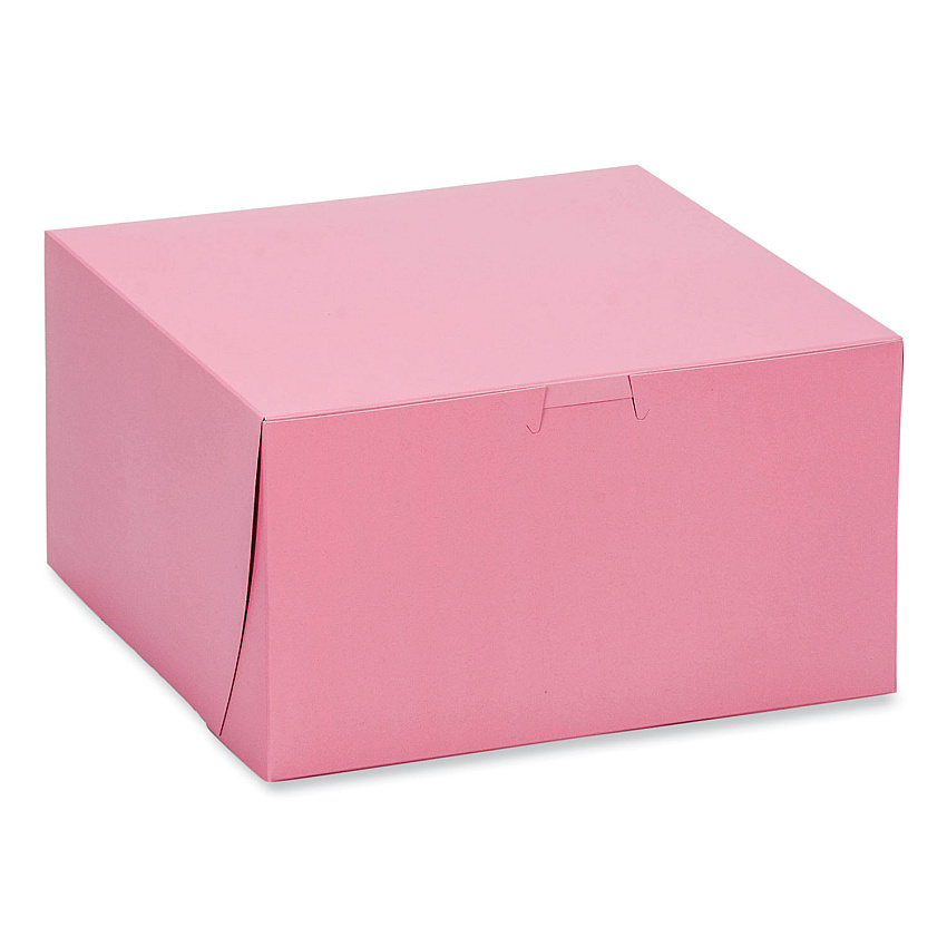 SCT Pink One-Piece Non-Window Bakery Box, 8 x 8 x 5, Pink, Paper, 100/Carton (0845)