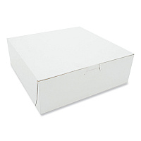 White One-piece Non-window Bakery Boxes, 9 X 9 X 3, White, Paper, 250/carton