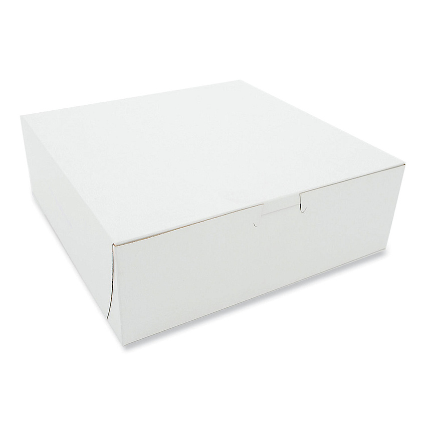 White One-piece Non-window Bakery Boxes, 9 X 9 X 3, White, Paper, 250/carton