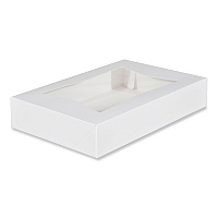 SCT White Window Bakery Boxes with Attached Flip Top, 6-Corner Beers Design, 12 x 8 x 2.25, White, Paper, 200/Carton (24343)