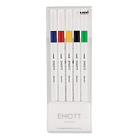 uni-ball EMOTT Porous Point Pen, Stick, Fine 0.4 mm, Assorted Ink Colors, White Barrel, 5/Pack Assorted Ink - Water Based - Plastic Tip - 5 / Set (24828)