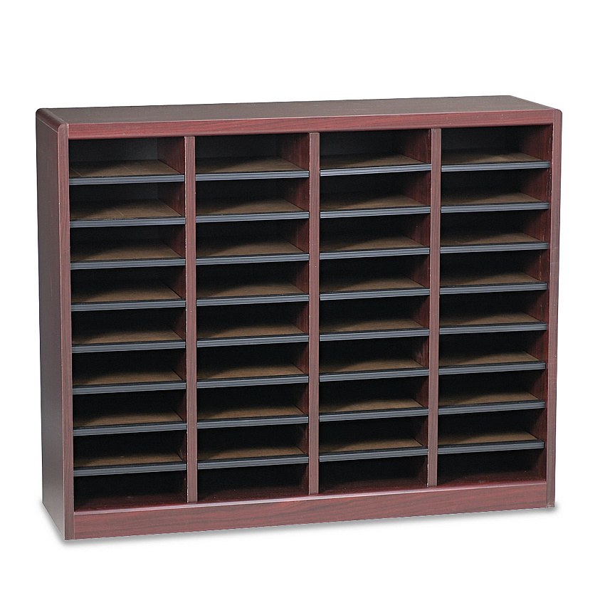 Safco Wood/Fiberboard E-Z Stor Sorter, 36 Compartments, 40 x 11.75 x 32.5, Mahogany (9321MH)