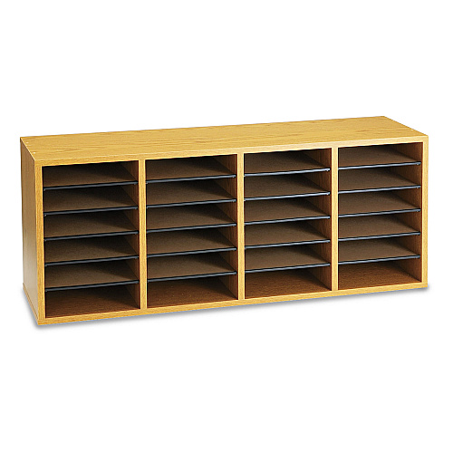 Safco Wood/Laminate Sorter, 24 Compartments, 39.25 x 11.75 x 16.25, Medium Oak (9423MO)