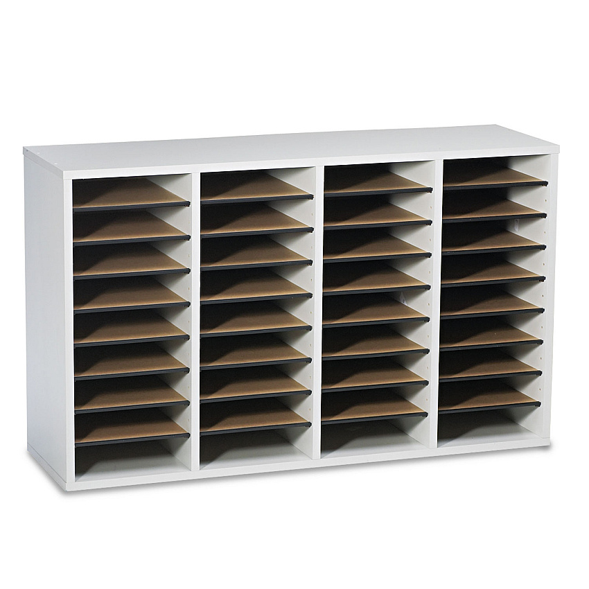 Safco Wood/Laminate Literature Sorter, 36 Compartments, 39.25 x 11.75 x 24, Gray (9424GR)