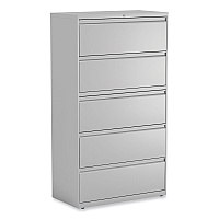 Alera Lateral File, 5 Legal/Letter/A4/A5-Size File Drawers, Light Gray, 36" x 18.63" x 67.63" (ALEHLF3667LG)