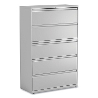 Alera Lateral File, 5 Legal/Letter/A4/A5-Size File Drawers, 1 Roll-Out Posting Shelf, Light Gray, 42
