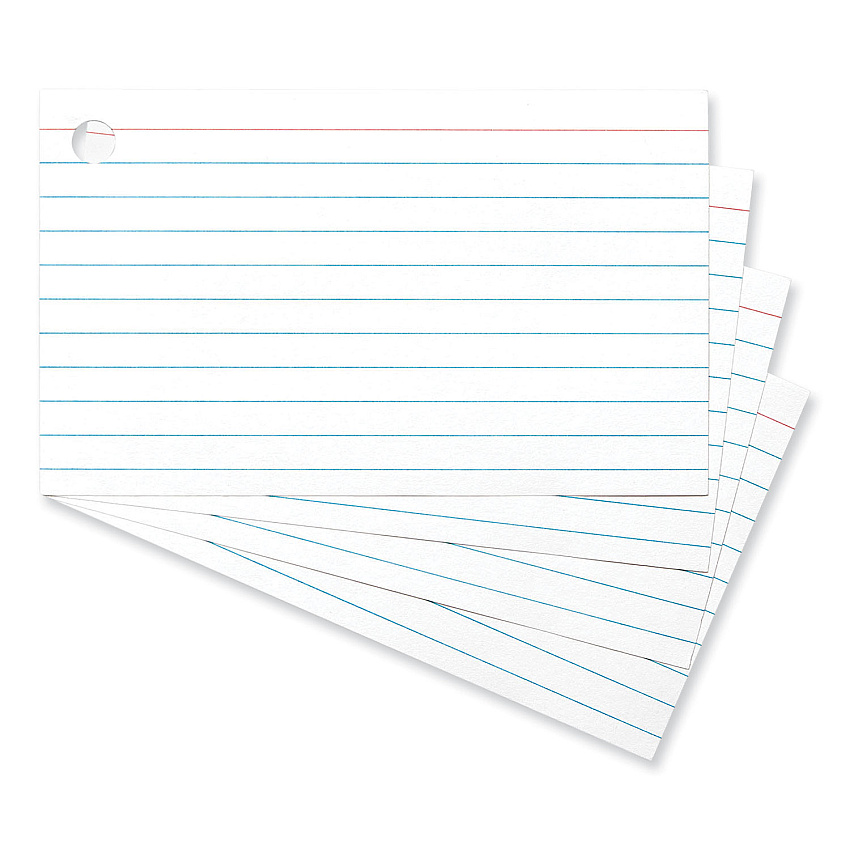 Universal Ring Index Cards, Ruled, 3 x 5, White, 100/Pack (UNV47300)