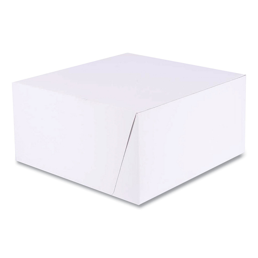 SCT White One-Piece Non-Window Bakery Boxes, Standard, 10 x 10 x 5, White/Kraft, Paper, 100/Bundle (1576)