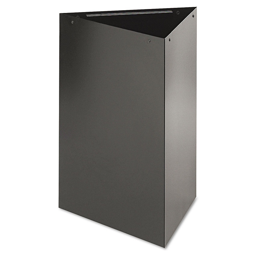 Safco Trifecta Waste Receptacle, 26" High Base, 15 gal, Steel, Black (9550BL)