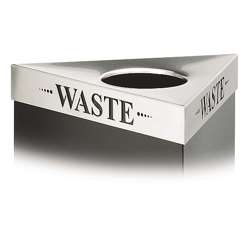 Safco Trifecta Waste Receptacle Lid, Laser Cut "WASTE" Inscription, 20w x 20d x 3h, Stainless Steel (9560WA)