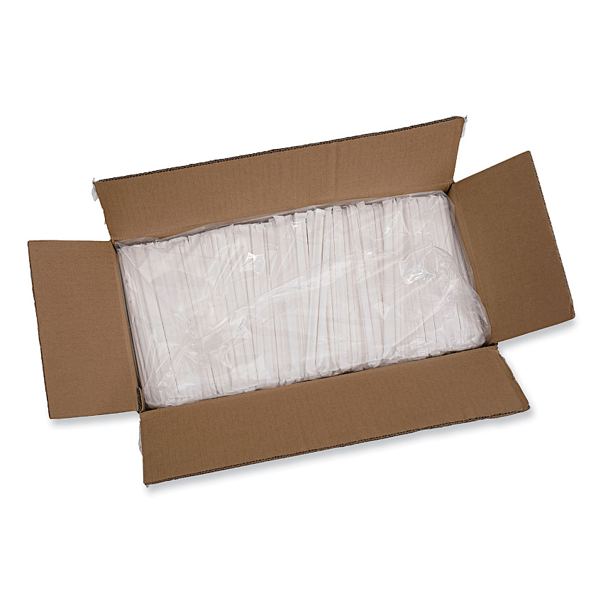 Boardwalk&reg; Wrapped Paper Straws, 7 3/4 x 1/4, White, 3200 Straws (BWKPPRSTRWWR)