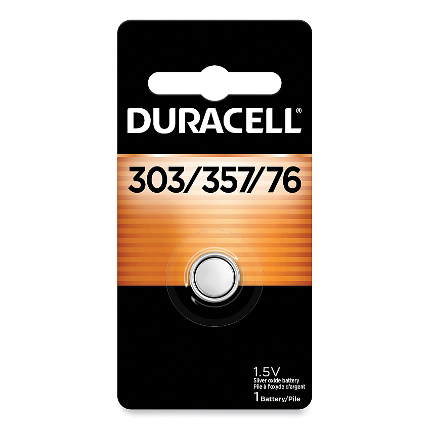 Duracell Button Cell Battery, 303/357, 1.5 V, 6/Box (D303357BX)