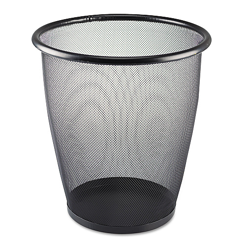 Safco Onyx Round Mesh Wastebaskets, 5 gal, Steel Mesh, Black (9717BL)