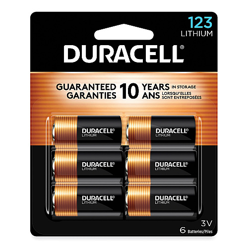 Duracell Specialty High-Power Lithium Batteries, 123, 3 V, 6/Pack (DL123AB6PK)