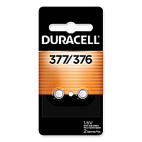 Duracell Button Cell Battery, 376/377, 1.5 V, 2/Pack (D377B2PK)