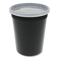 Pactiv Newspring DELItainer Microwavable Container, 32 oz, 4.55 x 4.55 x 5.55, Black/Clear, Plastic, 240/Carton (YSD2532B)