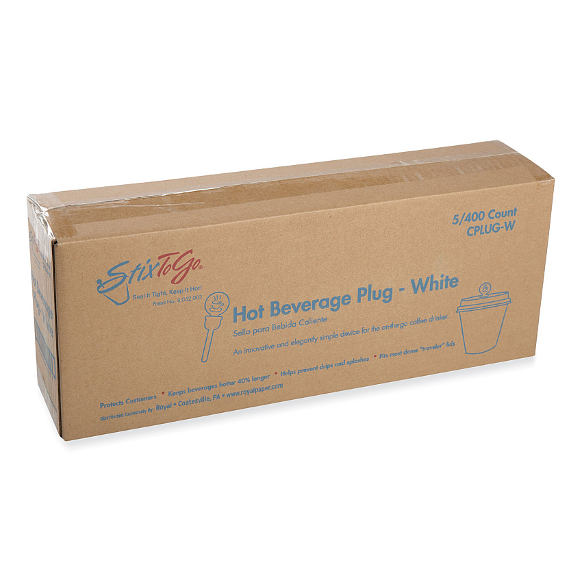 AmerCareRoyal Beverage Plugs, 2", White, 2,000/Carton (CPLUGW)