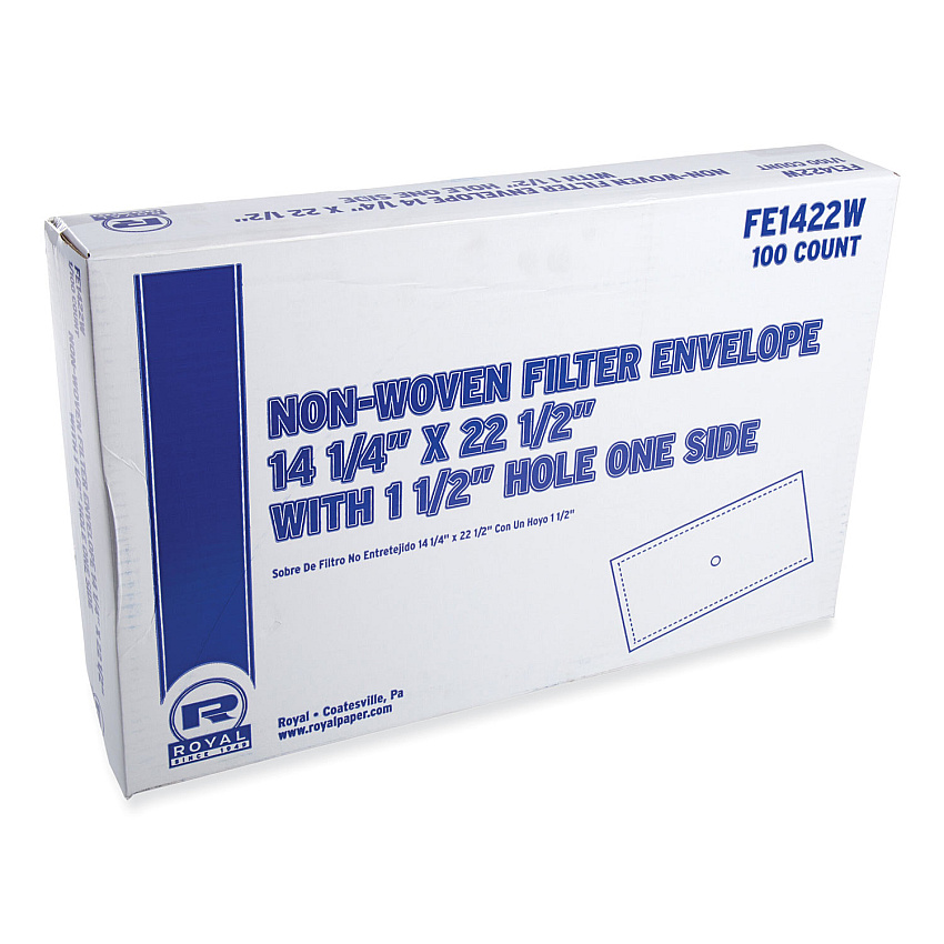 AmerCareRoyal Filter Envelope, Fry Oil, 14" x 22.25" with 1.5" Hole, 100/Carton (FE1422W)